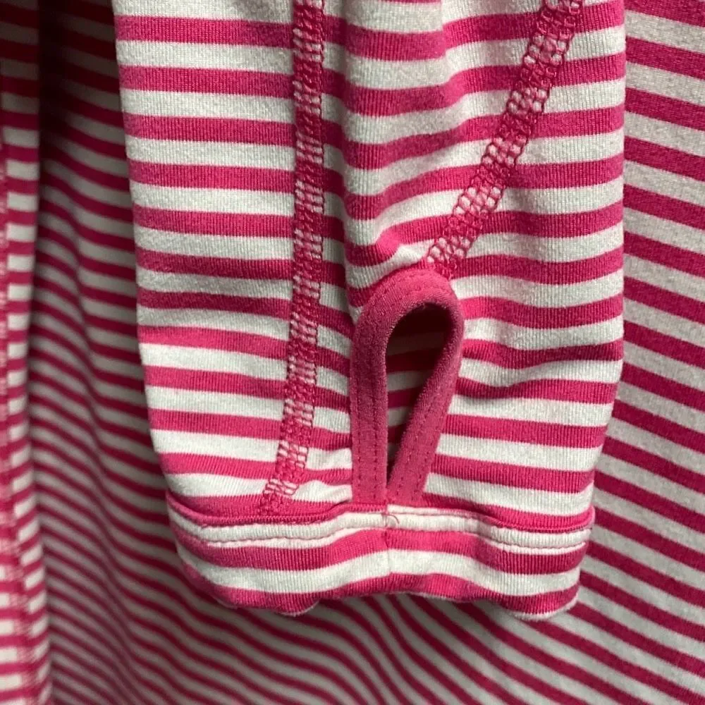 Nike Pink Striped Running Dri Fit Quarter Pullover Size Large